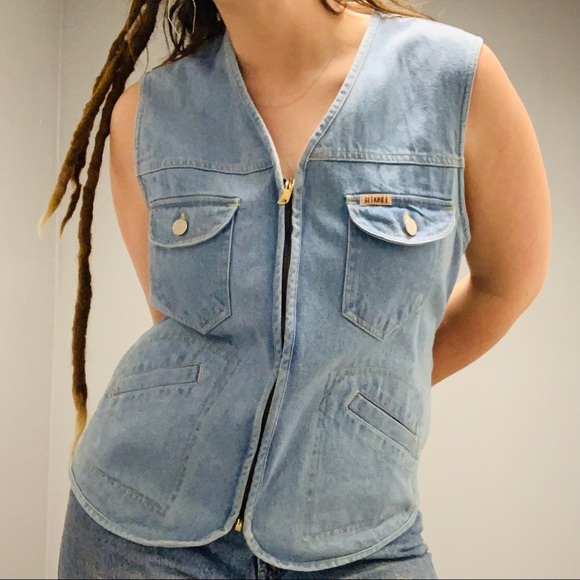Vintage 1990s Gitano Denim Jean Vest Jacket LRG - Picture 10 of 10